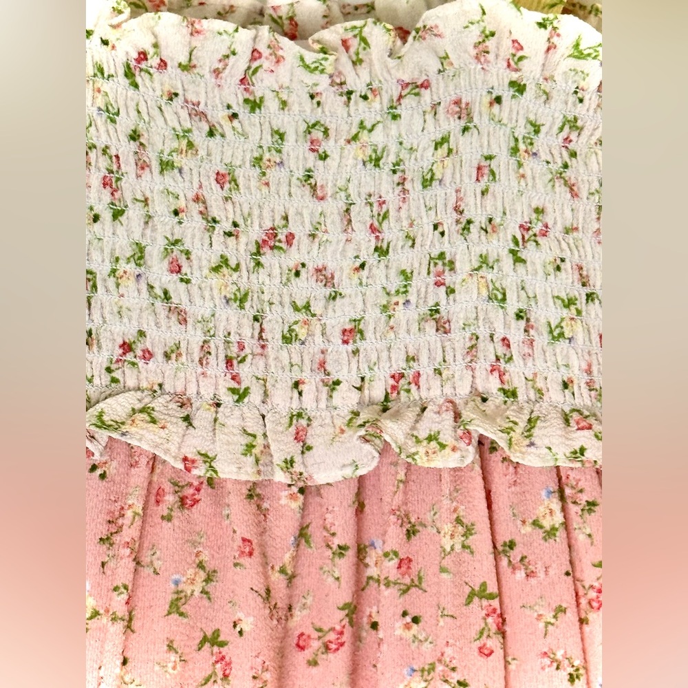 Bonnie Jean Smocked Pink / Yellow Floral Sun Dress - Picture 10 of 16